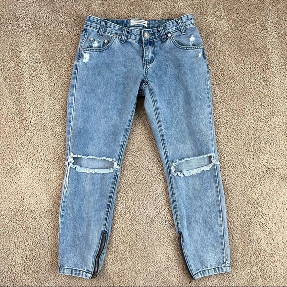 One by One Teaspoon Freebirds Low Rise Skinny Leg Distressed Jeans Women's 26 - Picture 1 of 7